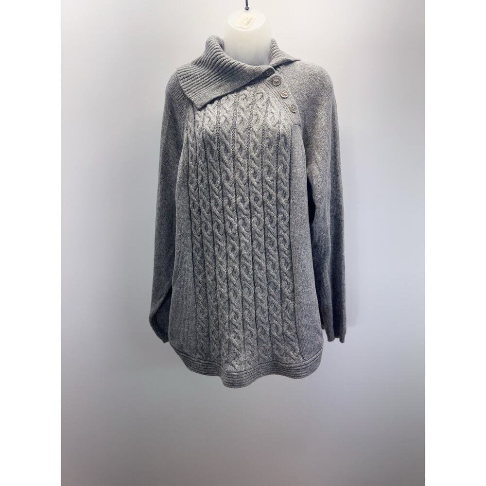 CROFT & BARROW Women’s Gray Slit Mock Neck Button Collar Size 1X